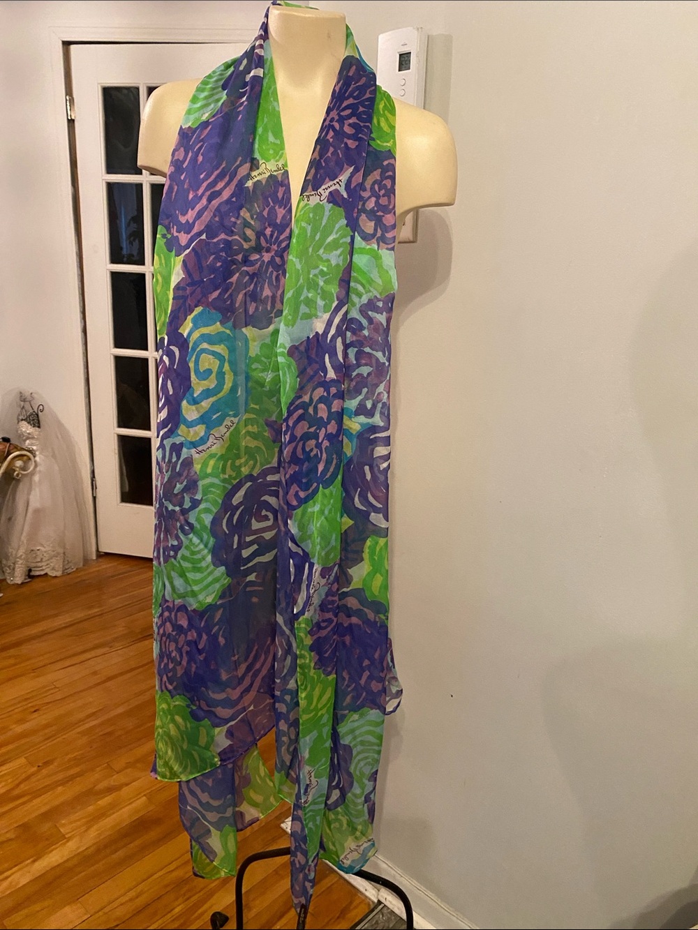 Henri Bend large Floral Square Silk wrap scarf